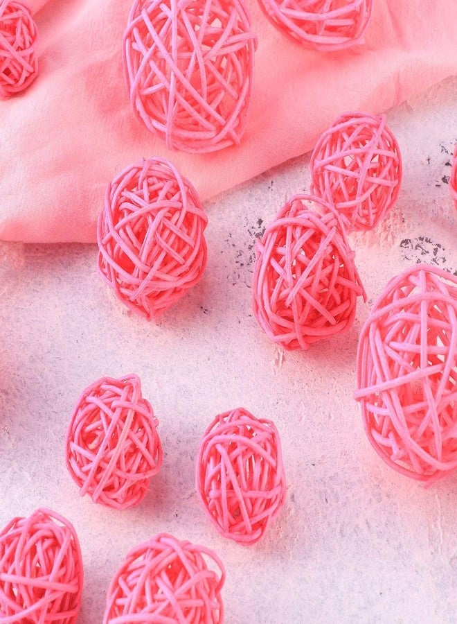 koTTIYA 15pcs Rattan Wicker Balls Decorative Balls Natural Rustic Rattan Wood Balls for Wedding Home Hanging Decoration - Pink - Image 4